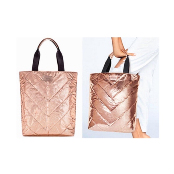 NWT VICTORIA SECRET ROSE GOLD TOTE BAG - Picture 2 of 6